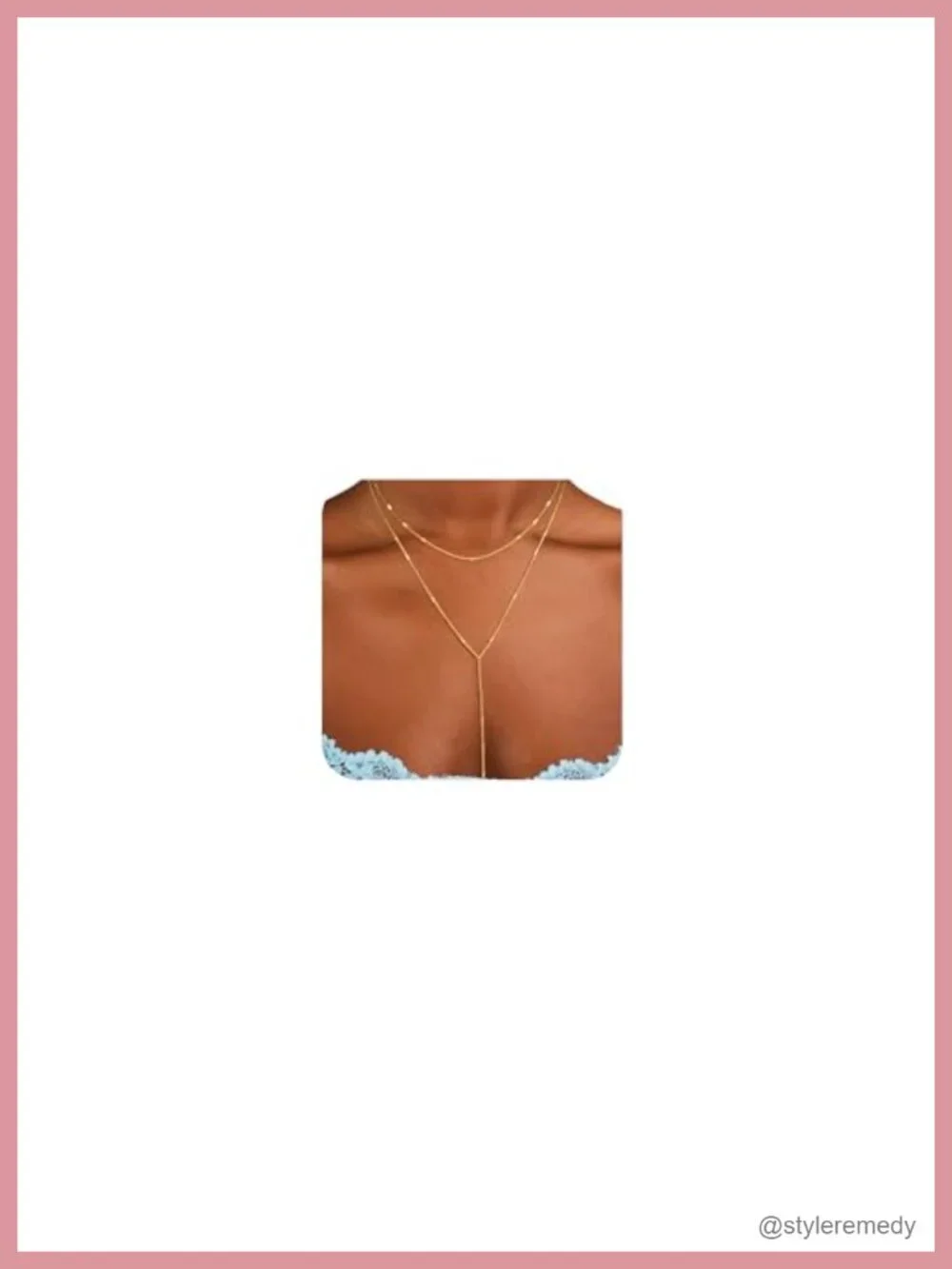 14K Gold Plated Y-Shaped Lariat Necklace Dainty Layered Chain with Cubic